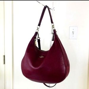 Coach Harley Merlot Pebble Leather Convertible Bag